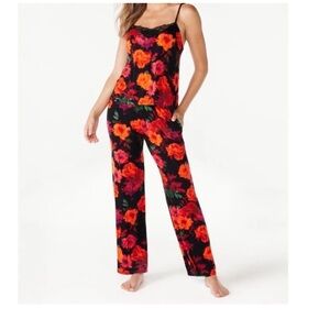 New Women’s Cami & Pant Pajama Set Red Floral Loungewear Size 3XL Wide Leg  NWT